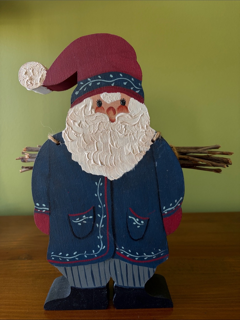 Festive Wooden Santa Figure